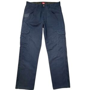 Vintage Wrangler‎ Workwear Cargo Pants Navy Blue 34x32 Utility Pockets 80s Style